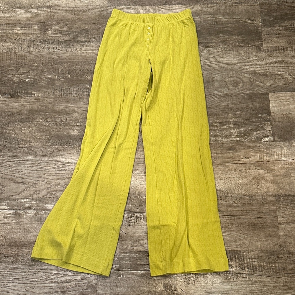 LESET Yellow Wide Leg Track Pants